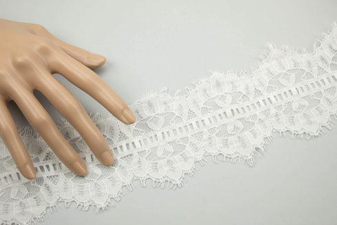 White Ladder Lace Scalloped Lace Trim 3.5 inches width x 2 yards 30 inches NLT00388